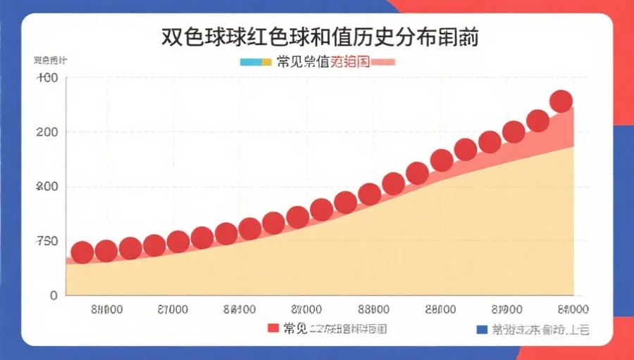 一张统计图表，显示双色球红球和值的历史分布区间，突出常见和值范围
