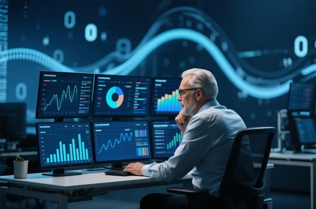 资深分析师正在分析数据